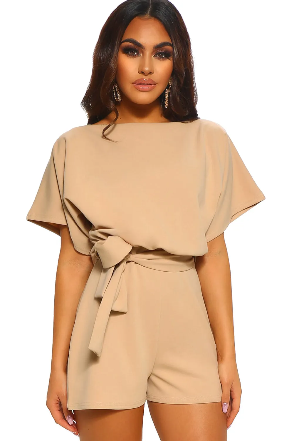 Apricot Over The Top Belted Romper