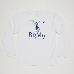 BRMV Mock Neck Long Sleeve Tee (White)