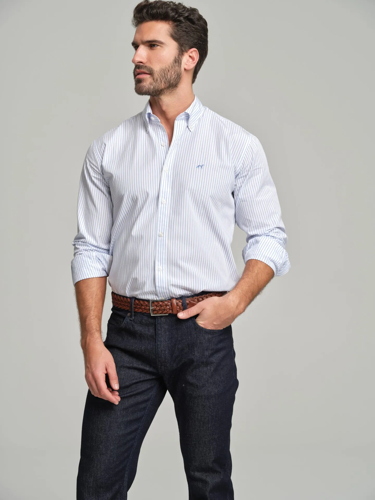 Regular fit sport striped 120's Double Luxury BCI Cotton shirt