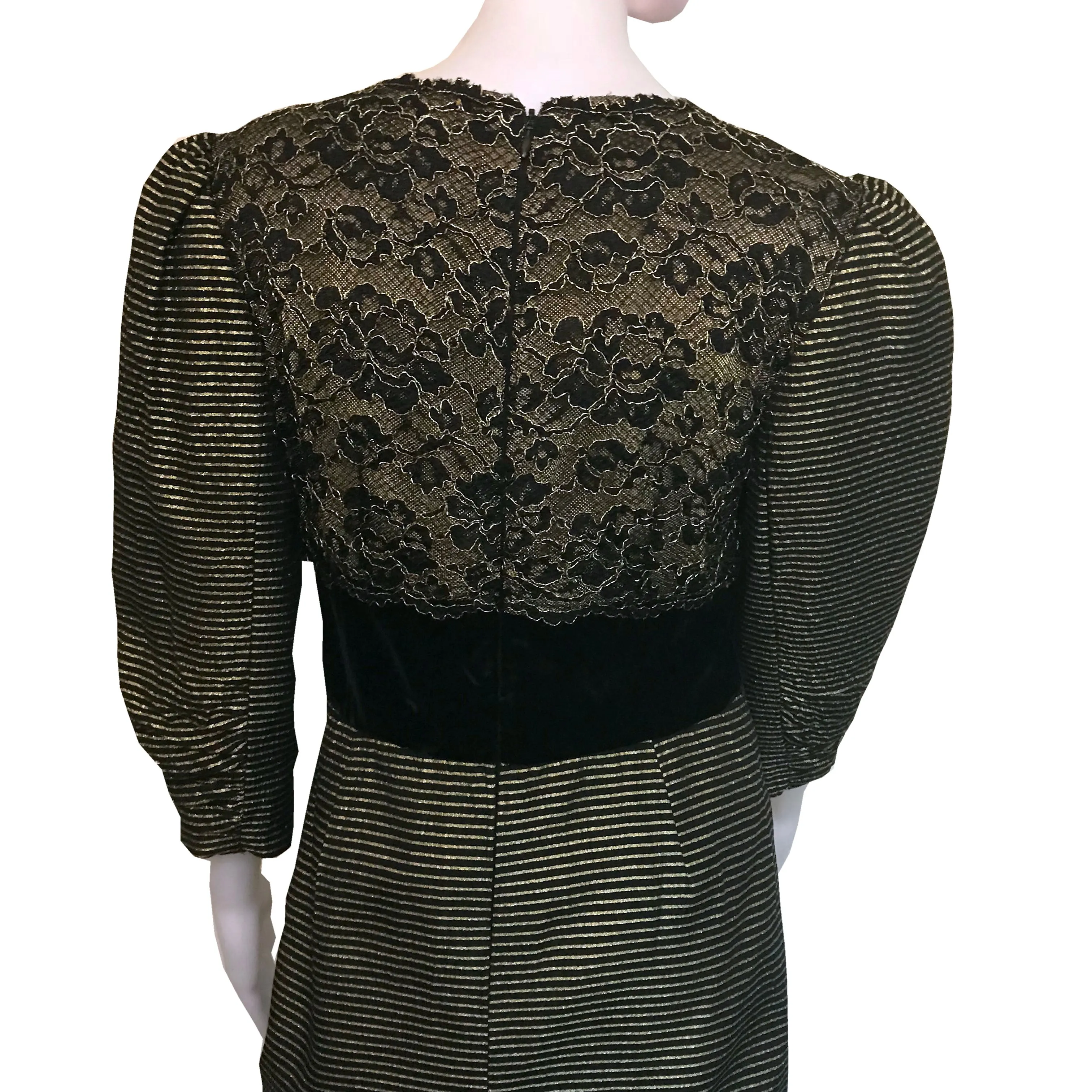Vintage 1980s Victor Costa Metallic Lace Dress