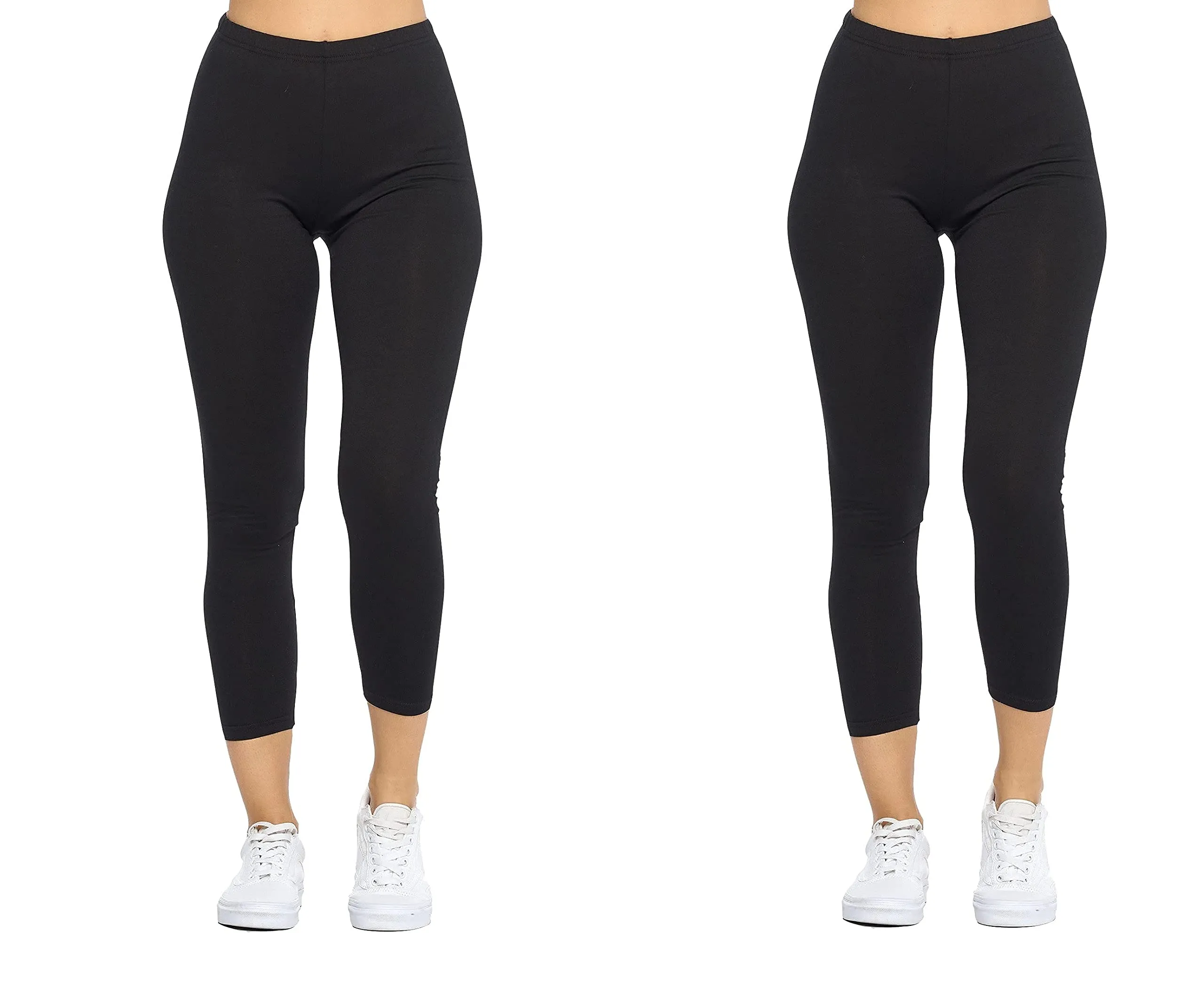 Women's High Rise Waist Fitted Cotton Capri Cropped Leggings Pants
